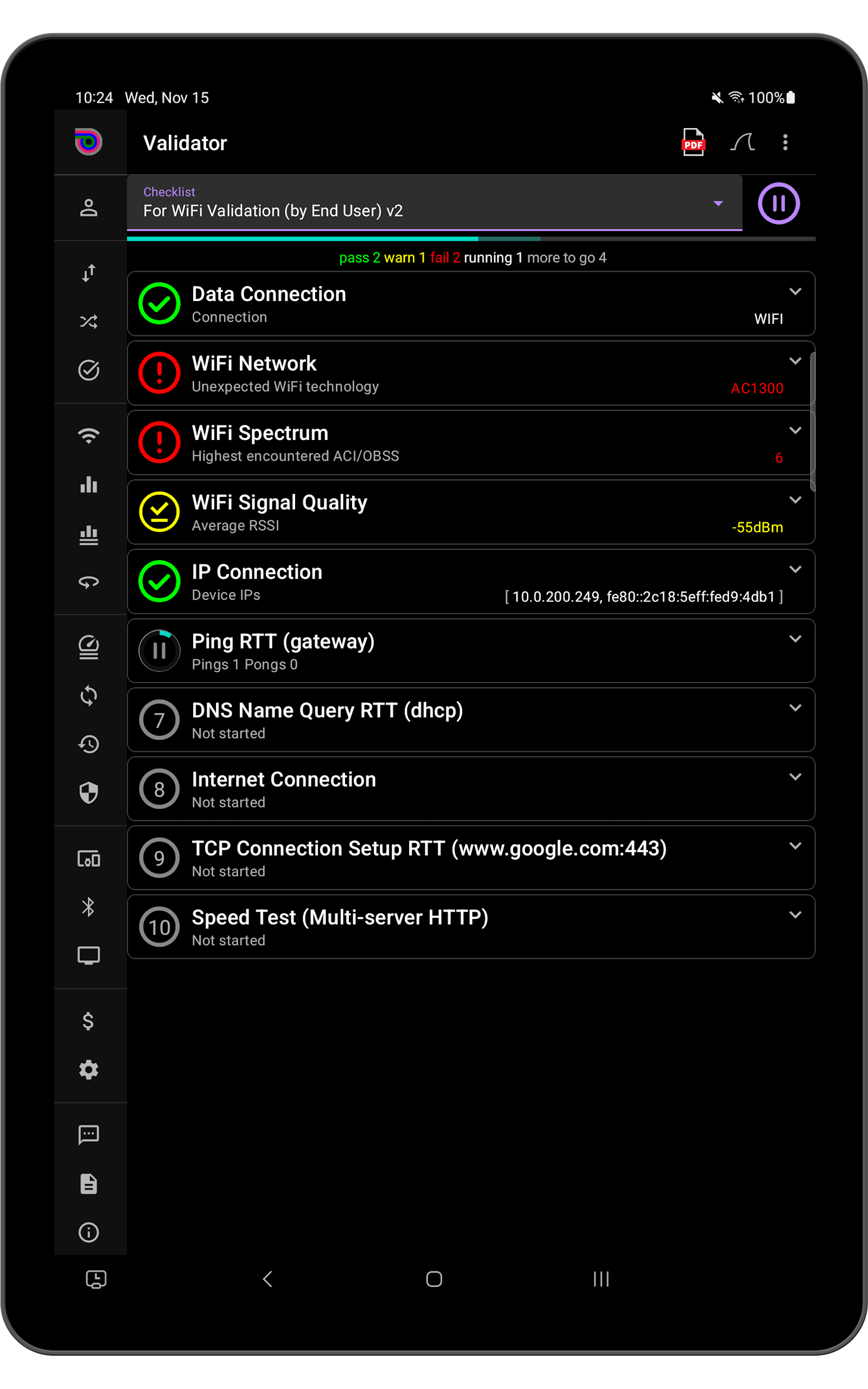 Validator screen